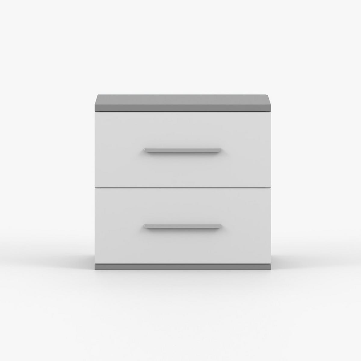 NACHTTISCH OMEGA II 22, 55/51/44, 2 Schubladen, grau - Grau, Holzwerkstoff (55/44/51cm) - imoebel24