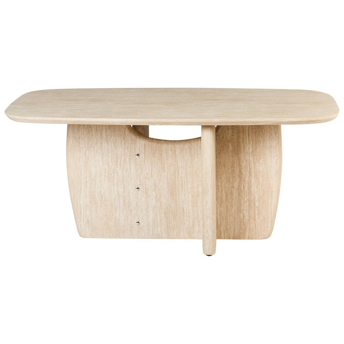 ESSTISCH Travertinoptik 180/90 cm Travers - Beige, Holzwerkstoff (180/90/76cm) - Beliani