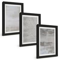 BILDER SET 3er Set - 20x30 cm Schwarzer Rahmen - Moderne minimalistische Texturen - Schwarz, Kunststoff (20/30cm) - TULUP