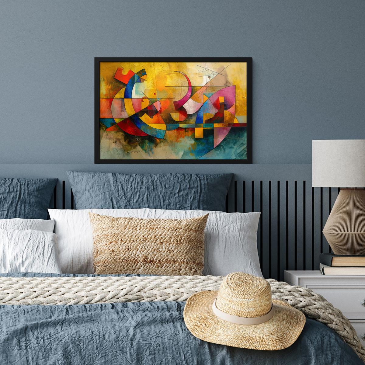 POSTER MIT RAHMENGERAHMTES BILD Kunst - Abstrakt - Modern 60x40 cm - Gelb, Papier (60/40cm) - MuchoWow