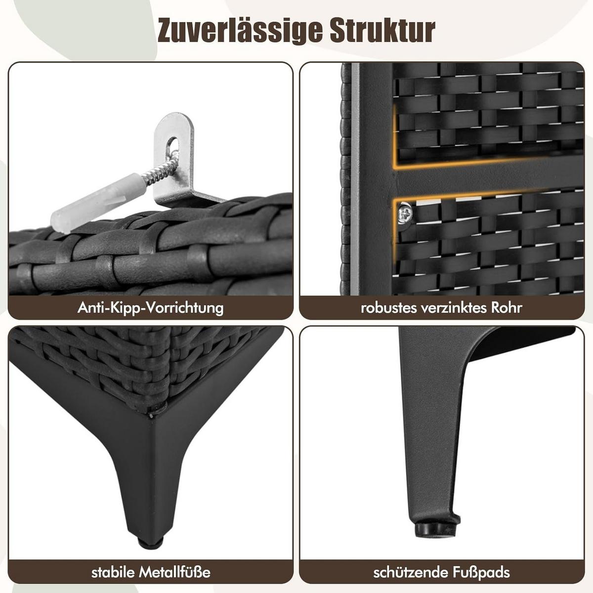 GARTENSCHRANK Schwarz - Schwarz, Kunststoff (72/157/50cm) - COSTWAY