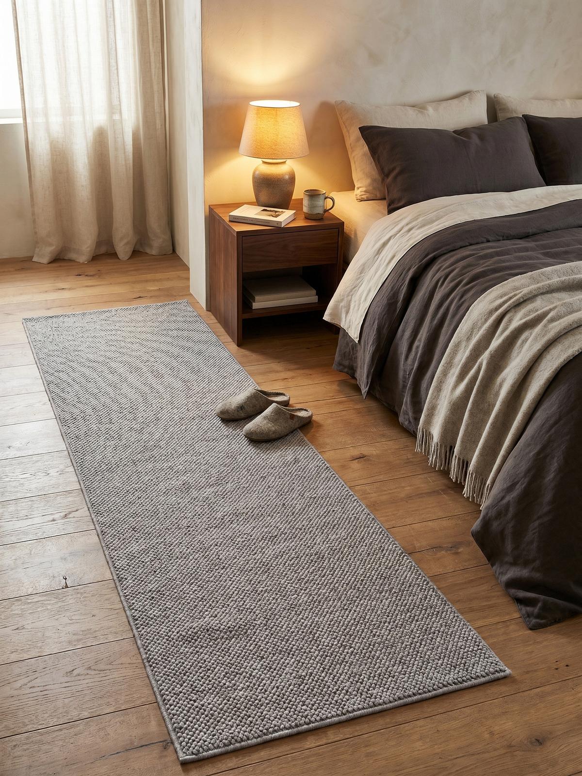 TEPPICH Flachgewebe LANGAU in Silber, meliert, 80 x 250 cm - Silberfarben, Textil (250/80cm) - KADIMA DESIGN