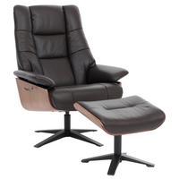 RELAXSESSEL + HOCKER Braun - Braun, Leder (81/105/106cm) - MCW