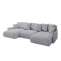 WOHNLANDSCHAFT mit Schlaffunktion und Bettkasten ONESK-U-v1 317x177x72 Hellgrau Velours - Titanfarben, Holzwerkstoff/Kunststoff (317/72/177cm) - ALTDECOR