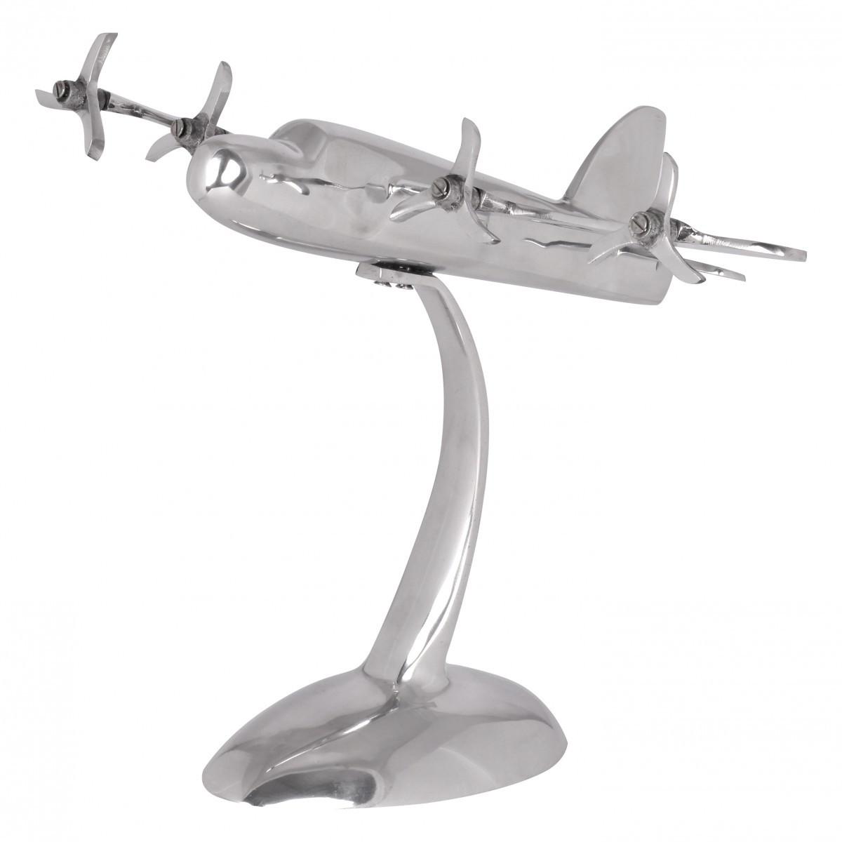 DEKOFIGUR Flugzeugpropeller Aluminium Silber 42x30 cm handgefertigt - Silberfarben, Metall (42/42/30cm) - KADIMA DESIGN