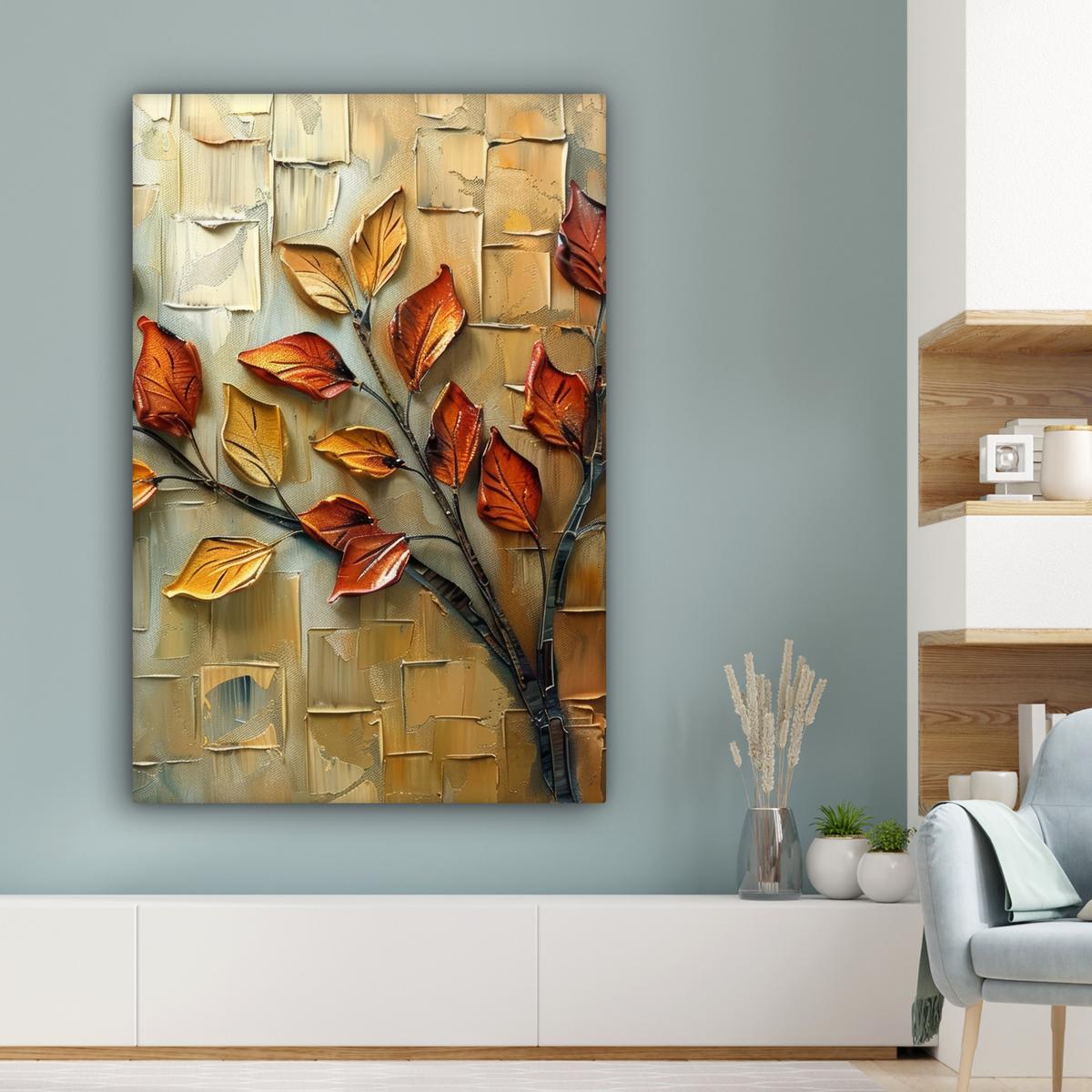 LEINWANDBILD Baum - Abstrakt - Natur - Kunst Deko XXL 80x120 cm - Goldfarben, Textil (80/120cm) - MuchoWow