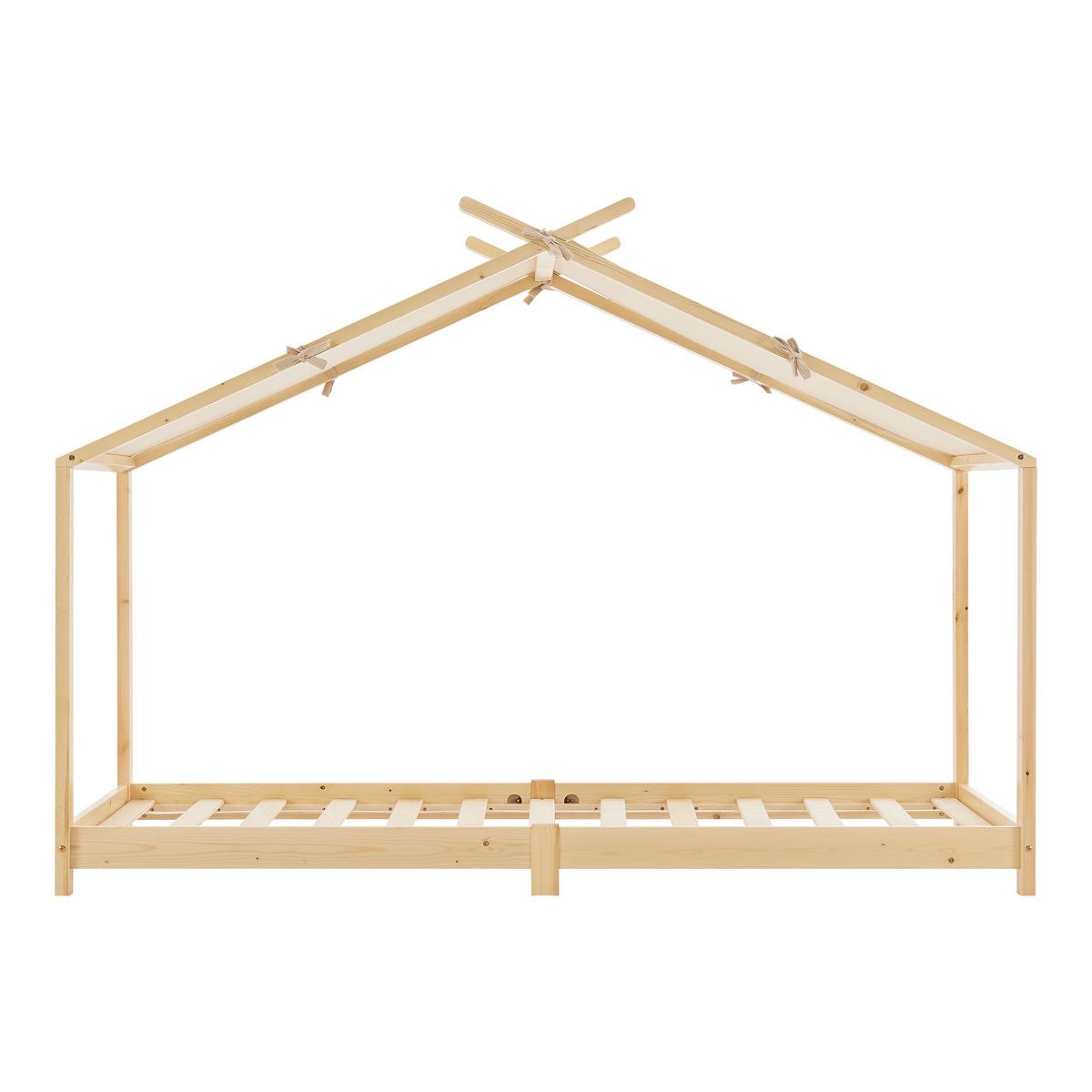 HAUSBETT Brome - Naturfarben, Holz/Textil (90/200cm) - [en.casa]
