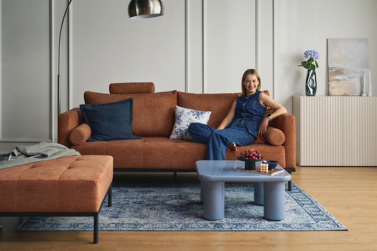 SCHLAFSOFA Skilia mit Schlaffunktion, 3-Sitzer 224 cm - Schwarz/Kupferfarben, Textil/Metall (224/85/102cm) - Selsey