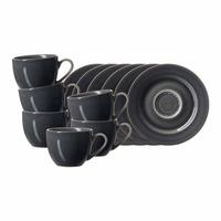 ESPRESSOTASSEN MIT UNTERTASSEN Toledo dunkelgrau 90 ml 6er Set - Dunkelgrau, Keramik (0.09L) - Ritzenhoff Breker