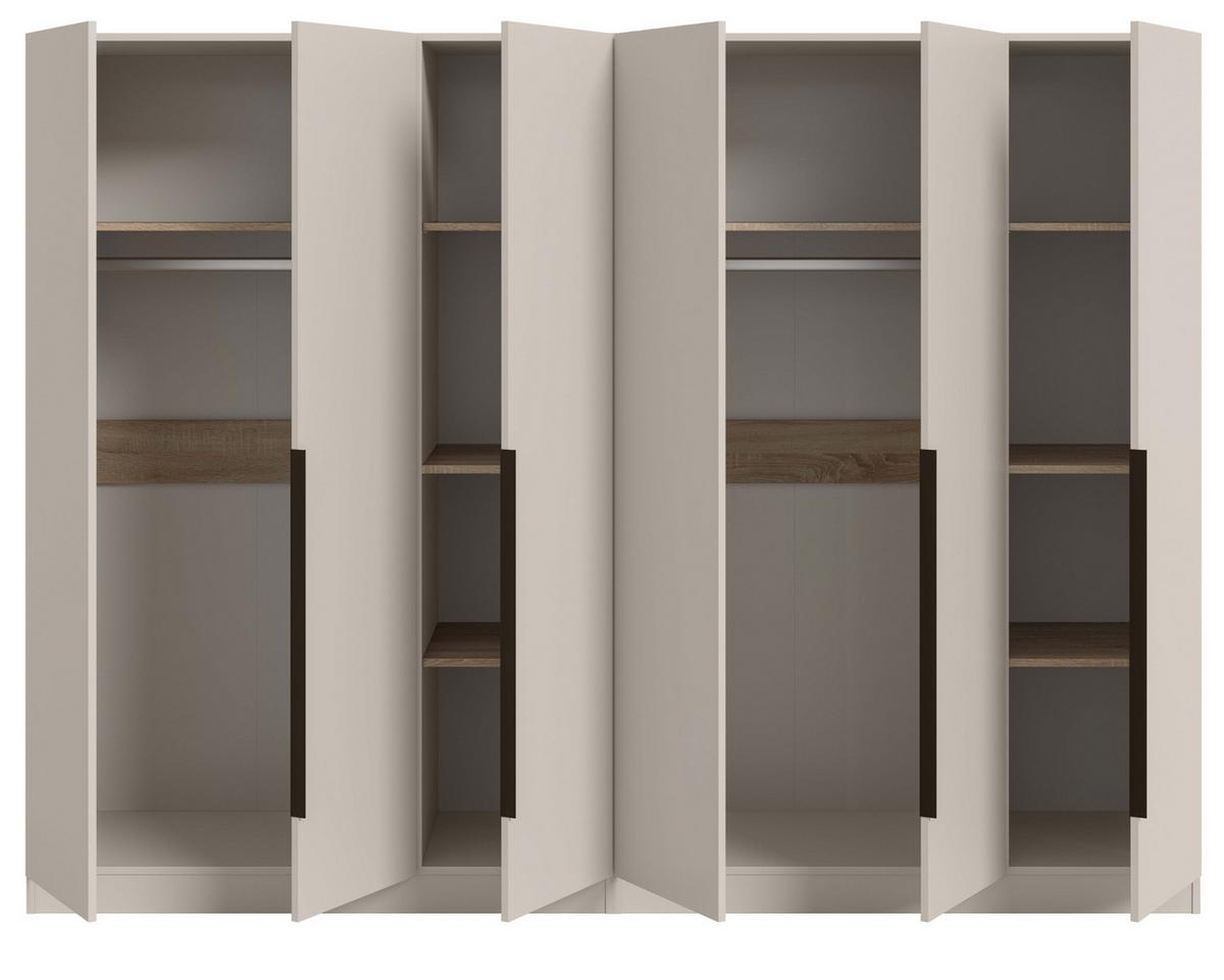 KLEIDERSCHRANK kaschmir 240 x 181 cm, Drehtürenschrank 6-türig - Kaschmir/Schwarz, Holzwerkstoff/Kunststoff (240/181/52cm) - Inn.Furn