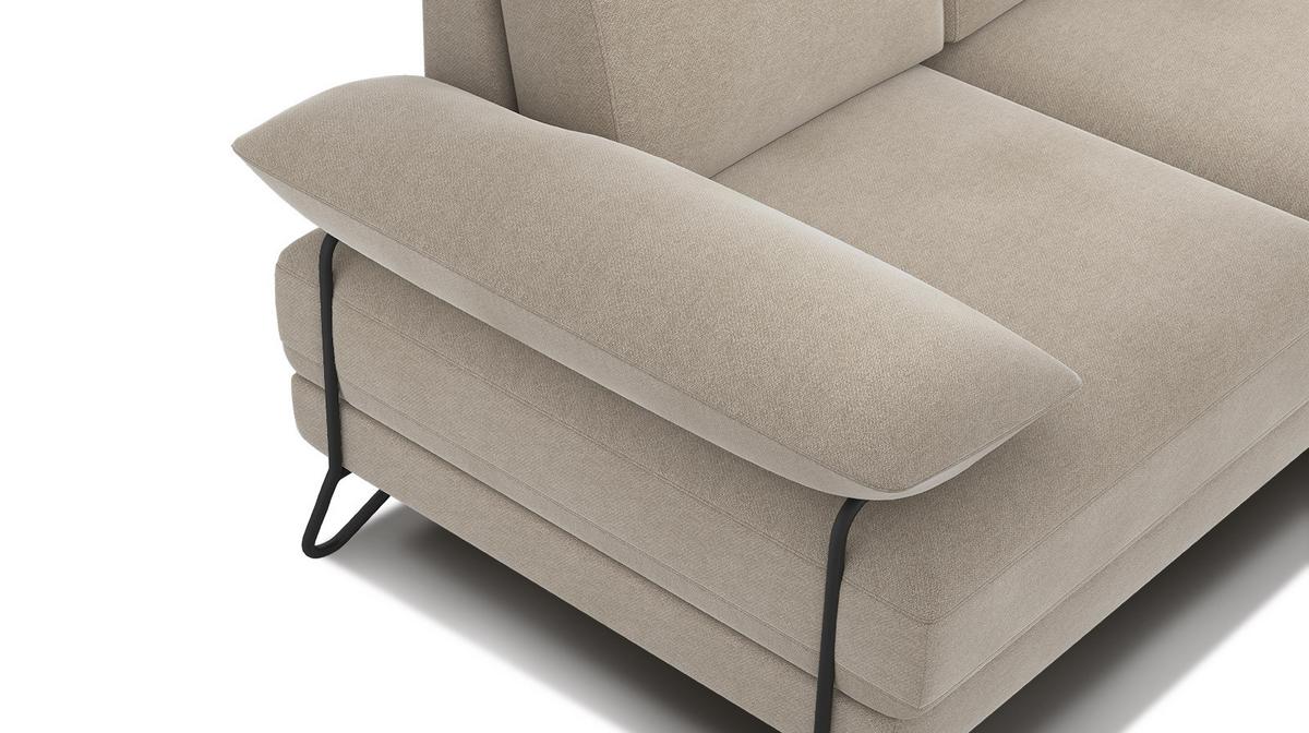 SOFA LORI 2-Sitzer, creme - Creme/Schwarz, Holzwerkstoff/Textil (185/87/96cm) - Wozimo