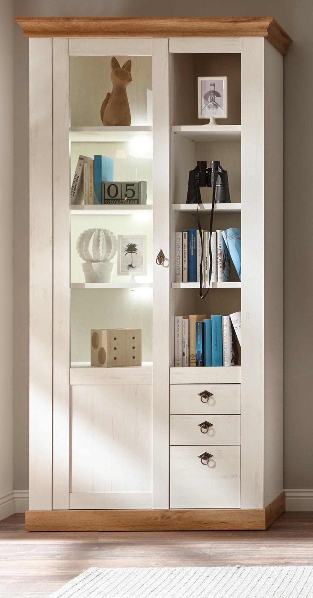 ESSZIMMER-SET weiß Pinie, Eiche Wotan, Landhaus Speisezimmer 4-teilig - Eichefarben/Silberfarben, Holzwerkstoff/Metall (210/204/88cm) - Furn.Design