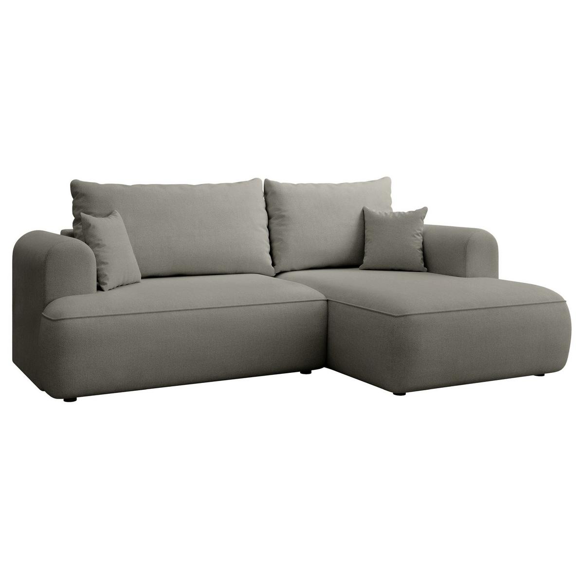 ECKSCHLAFSOFA Ovo Mini Hellgrau Easy-Clean-Chenille-Bezug - Hellgrau/Schwarz, Kunststoff/Textil (156/238cm) - Selsey