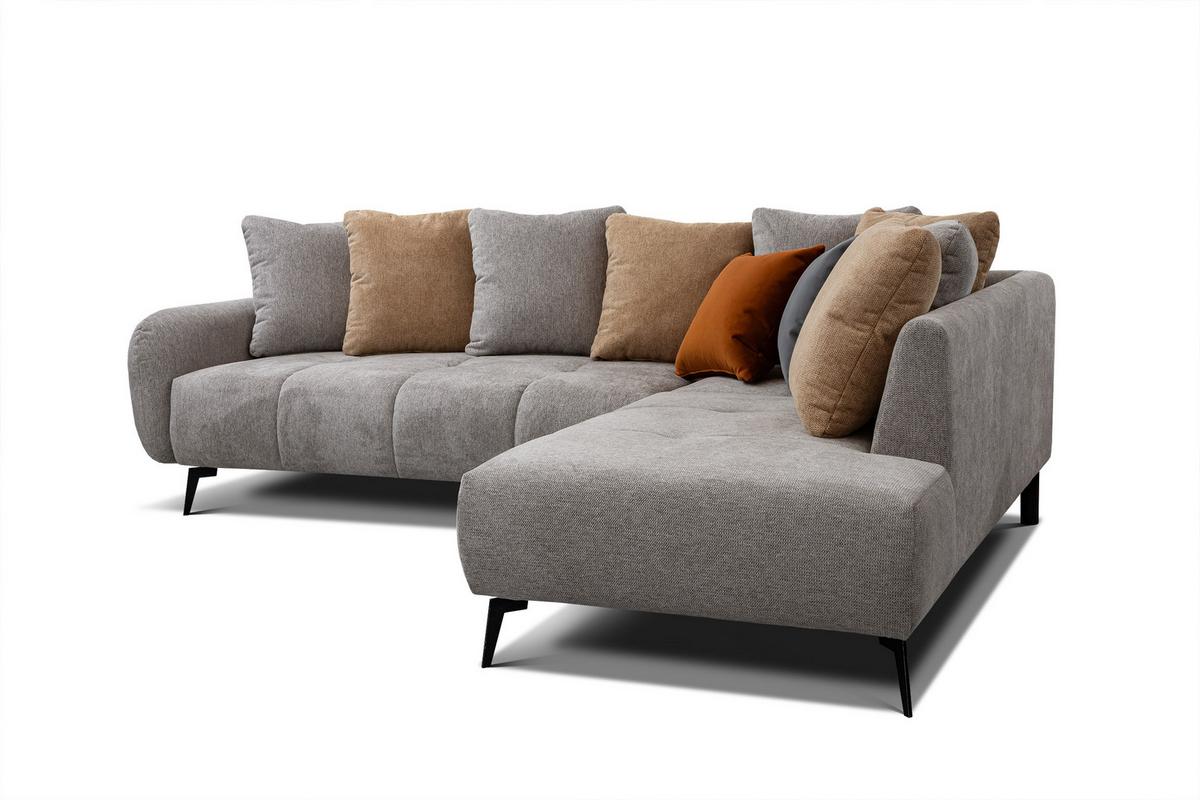 ECKSOFA EVENTO 5-Sitzer, platinfarben - Schwarz/Grau, Holzwerkstoff/Textil (266/206cm) - Wozimo