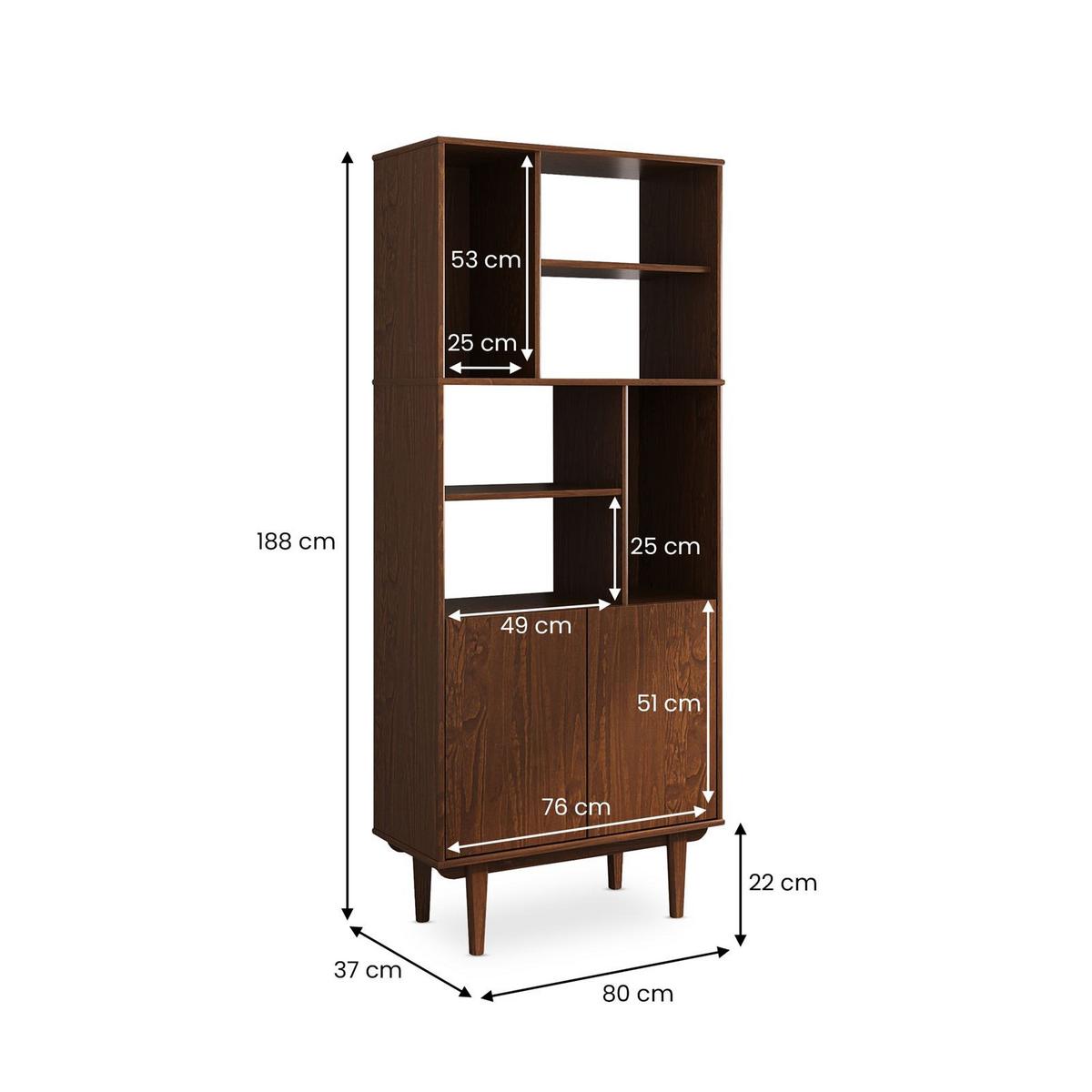 WOHNZIMMERSCHRANK SIMONA Kastanie - Kastanienfarben, Holz (80/188/37cm) - IDIMEX