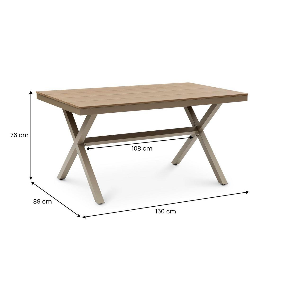GARTENTISCH ISOLA - Hellbraun, Metall (89/150/76cm) - IDIMEX