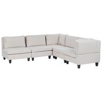 ECKFSOFA Modul 5-Sitzer linksseitig Hellbeige Stoff Unstad - Beige/Schwarz, Textil (228/228cm) - Beliani