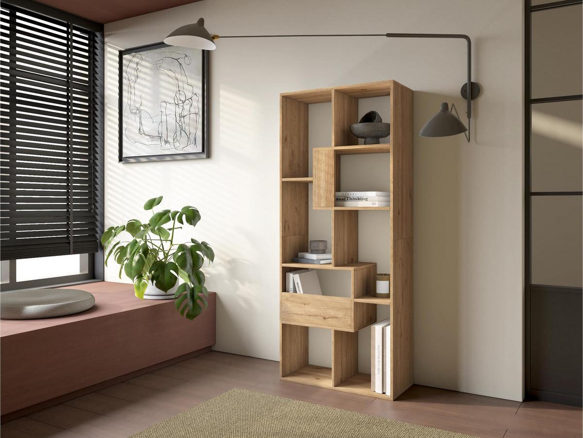 REGAL Bibliothek, Eiche, 67/31/162cm - Eichefarben, Holzwerkstoff (67/162/31cm) - Skraut Home