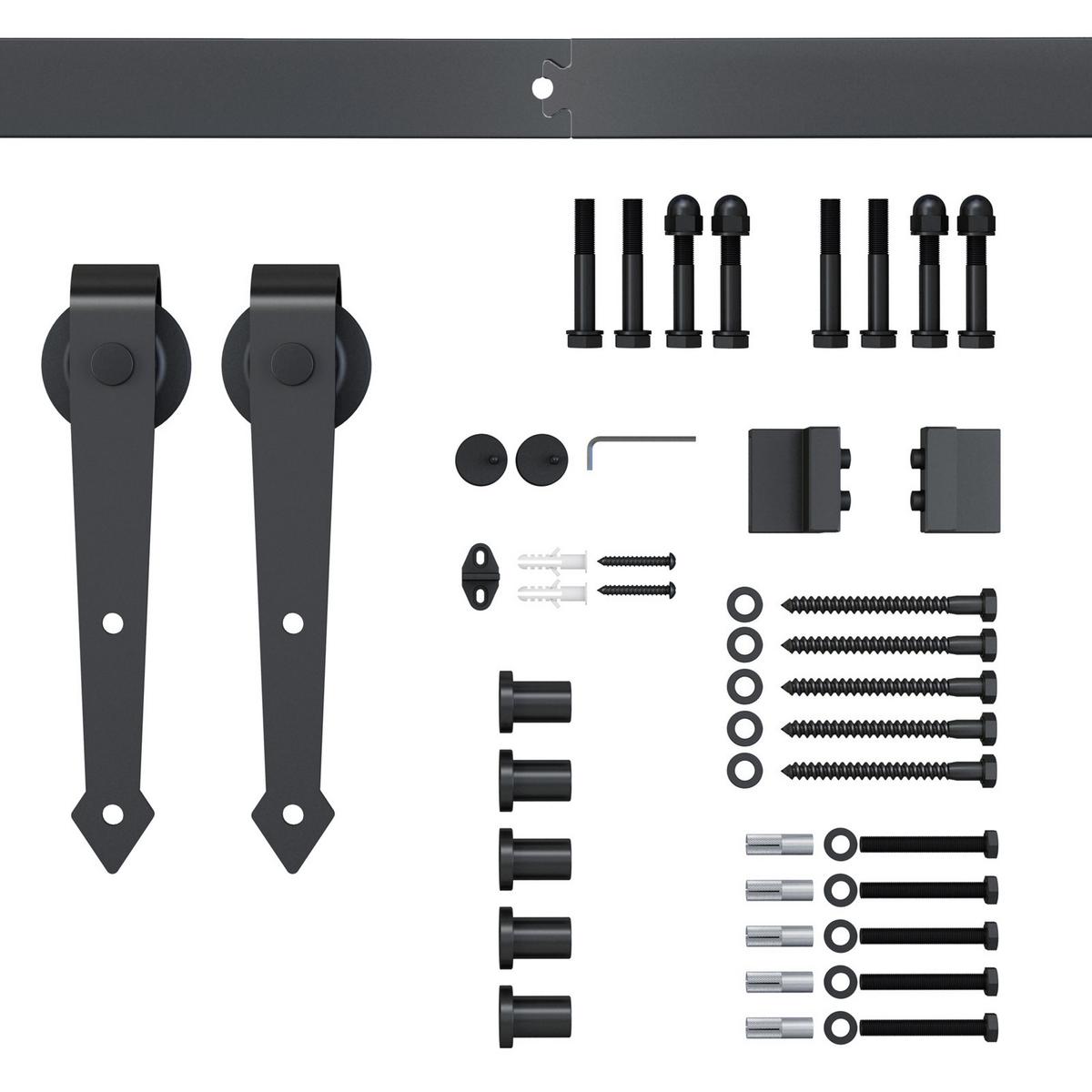 SCHIEBETÜREN-BESCHLAGSATZ, 2 m, Komplett-Set mit Schienen, Rollen, Braun - Braun, Metall (4/0.6/100cm) - HOMCOM