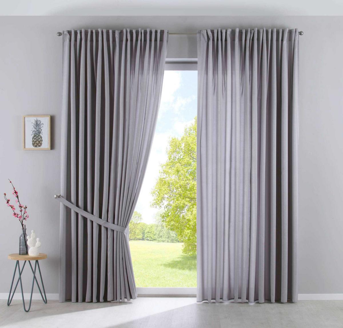 SCHLAUFENGARDINE 2ER SET »Jena« HxB 250x300 cm Silber - Silberfarben, Textil (300/250cm) - Gardinenbox