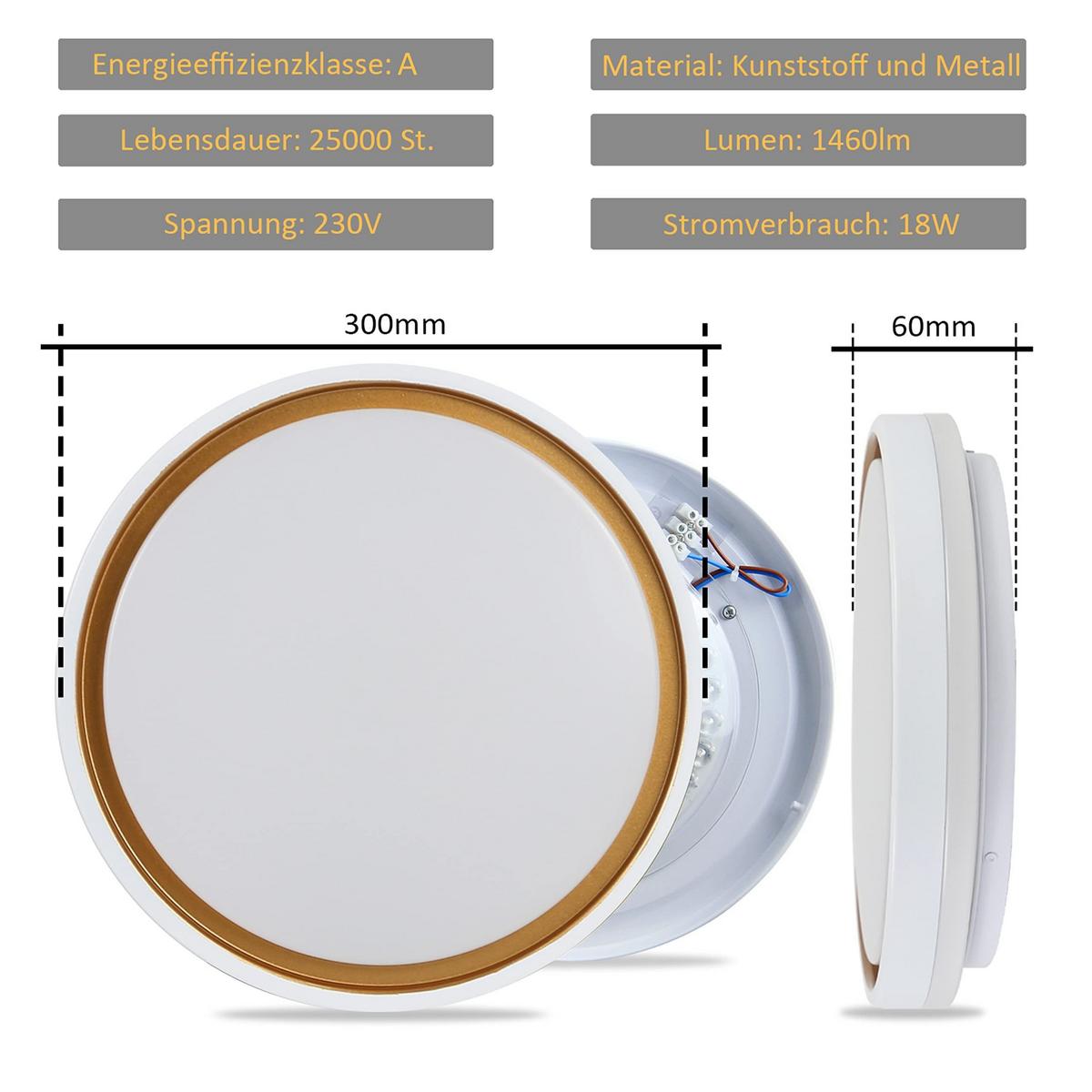 LED-DECKENLEUCHTE Daniel 30/30/6 cm - Weiß, Kunststoff (30/30/6cm) - Nettlife