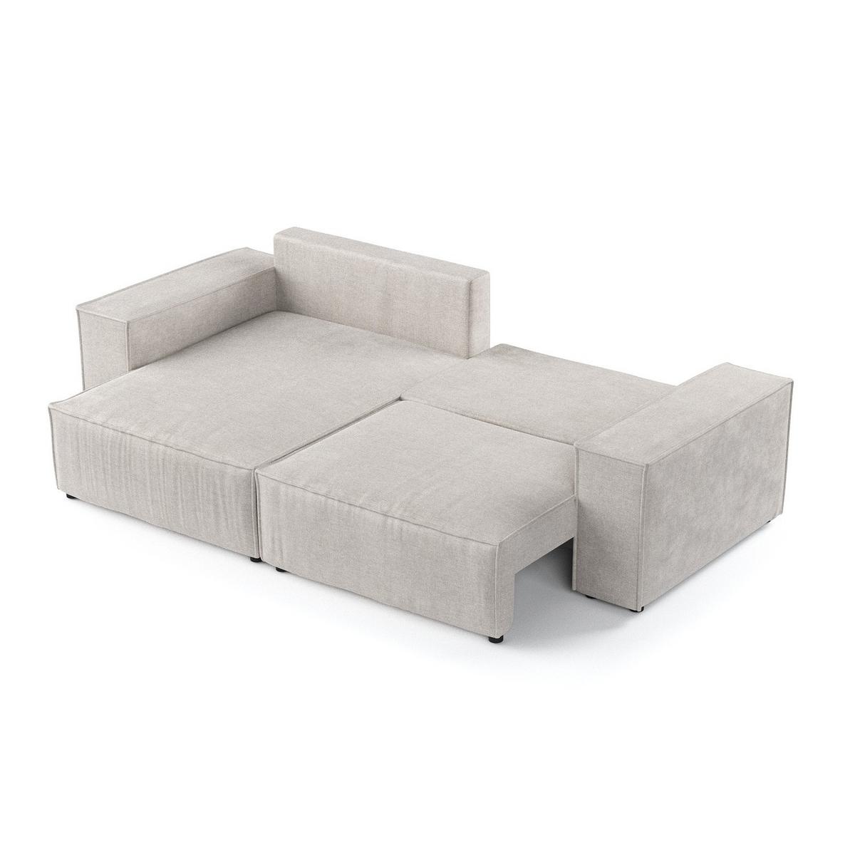 ECKSOFA CAVO mit Schlaffunktion Hellbeige im Wind Stoff - Beige/Schwarz, Holz/Holzwerkstoff (255/148cm) - AltaBeds