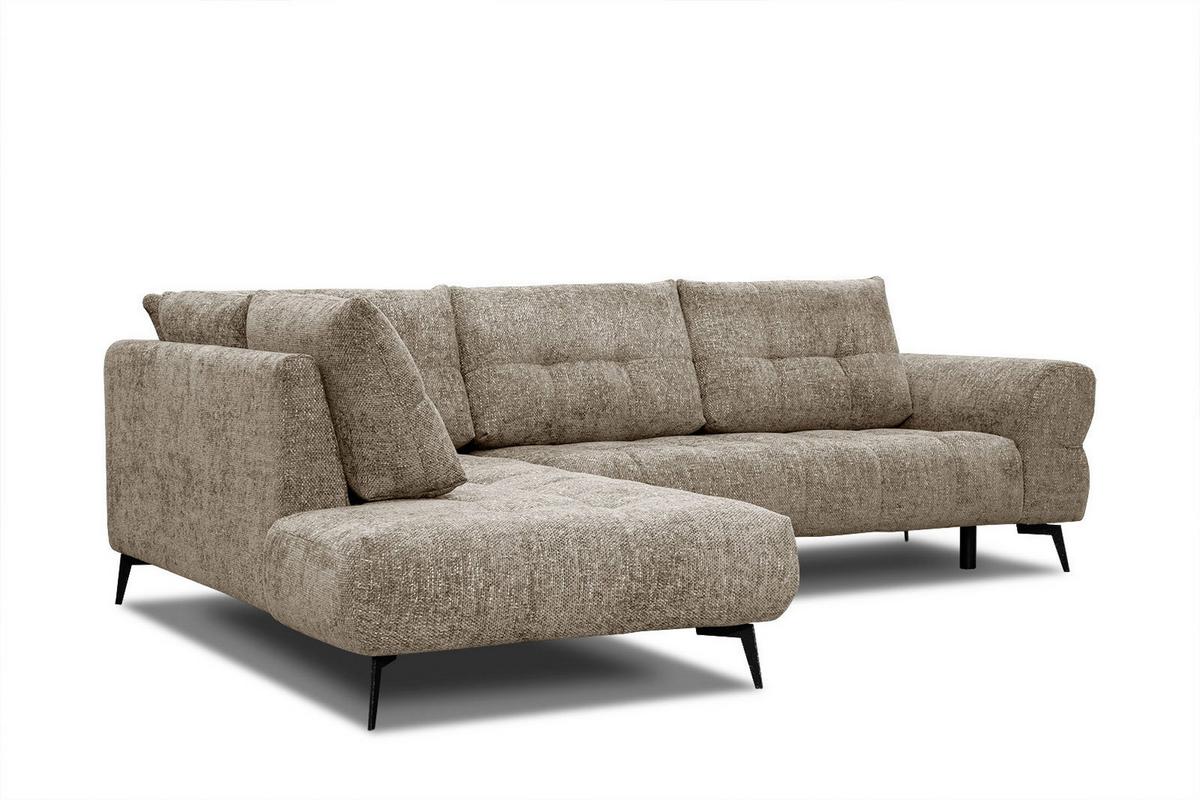 ECKSOFA SALVINI 5-Sitzer, taupe - Taupe/Schwarz, Holzwerkstoff/Textil (158/292cm) - Wozimo
