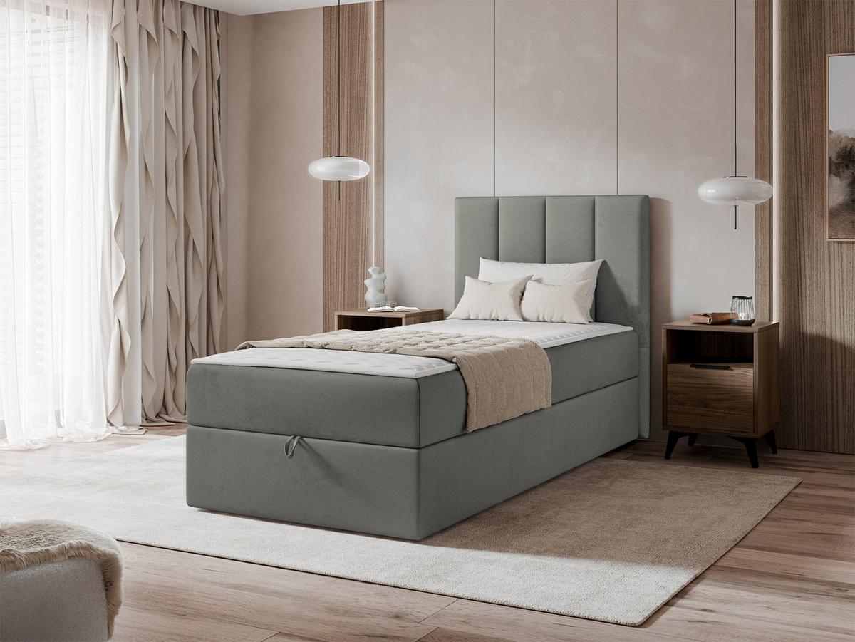 BOXBETT Rebos Single - H3 - Grau, Holz/Textil (80/200cm) - MIRJAN24