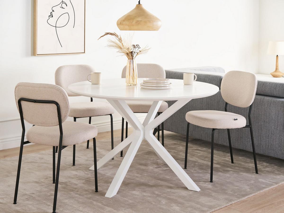 ESSTISCH Weiß 120/120 cm Fitzroy - Weiß, Holzwerkstoff (120/120/75cm) - Beliani