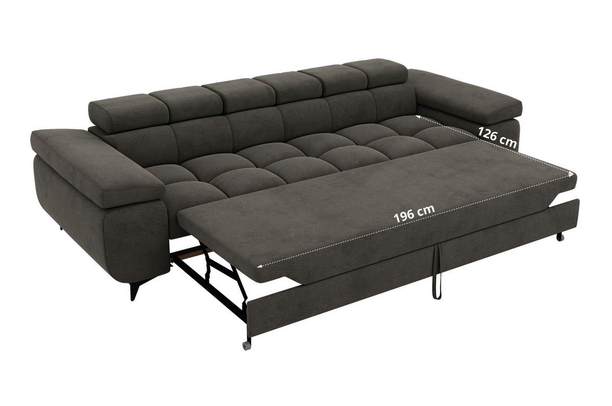 3-SITZER SOFA NIDELLO - Dunkelgrau Velvet - Dunkelgrau/Schwarz, Textil/Metall (260/70/97cm) - MKS