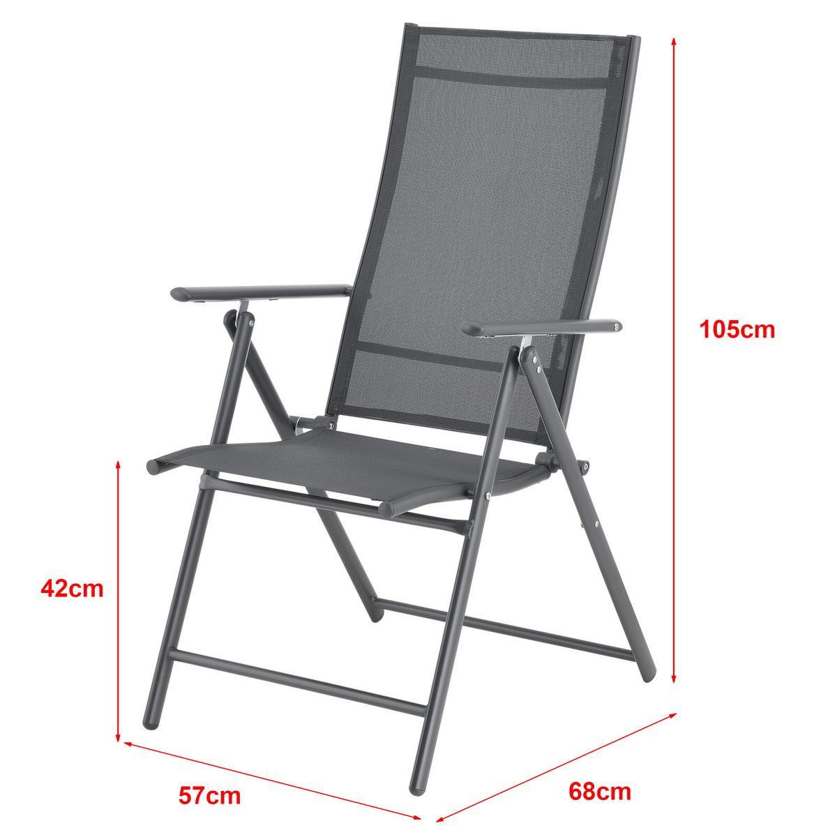 GARTENSTUHL-SET 2 TLG. Kalamata - Dunkelgrau, Metall (57/105/68cm) - [en.casa]