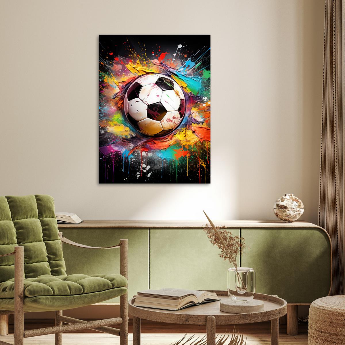 POSTER Fußball - Farbe - Farben - Schwarz - Weiß Deko Wohnzimmer 60x80 cm - Weiß, Papier (60/80/0.1cm) - MuchoWow