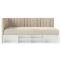 JUGENDBETT Ventrio Hellbeige Easy-Clean-Samtbezug 90x200 cm - Ecru, Holz/Textil (90/200cm) - Selsey