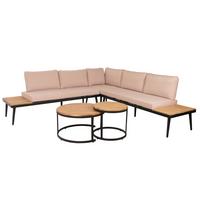 GARTEN-GARNITUR H54C Braun, Beige - Beige/Braun, Holz - MCW