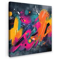 LEINWANDBILD Abstrakt - Graffiti - Farbenfroh - Farbspritzer Deko Wohnzimmer 20x20 cm - Multicolor, Textil (20/20cm) - MuchoWow