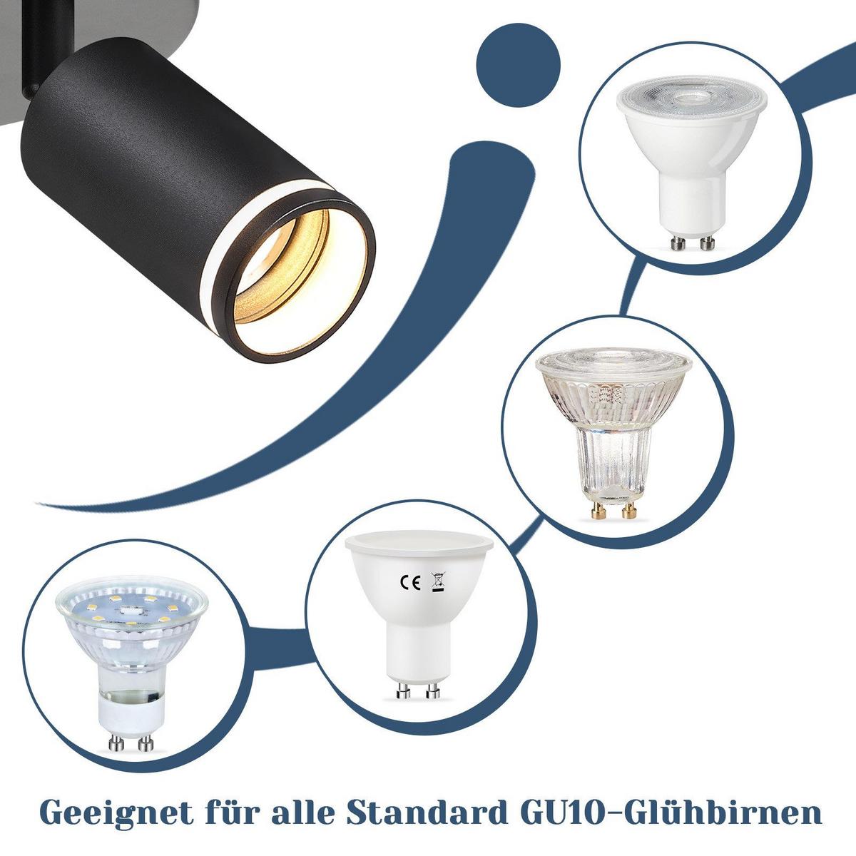 DECKENSTRAHLER Coesfeld 3-flammig 20/20/17 cm - Schwarz, Metall (20/20/17cm) - Nettlife