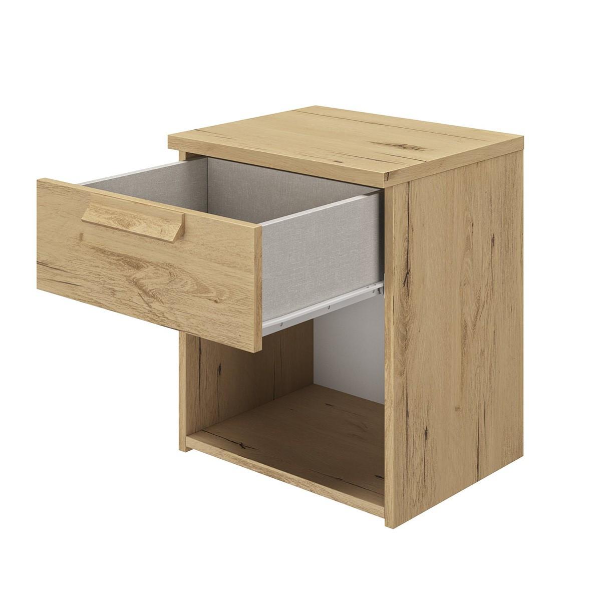 NACHTTISCH 1 Schublade Cyrus - Französische Herstellung - 43/36/50 cm - Nussbaumfarben, Holzwerkstoff (36/50/36cm) - Calicosy