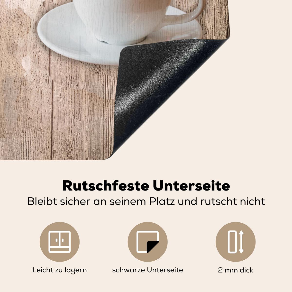 HERDABDECKPLATTE Bistro Parisien - Café - Kaffee - Jahrgang Abdeckung Ceranfeld 57.6x51.6 cm - Cappuccino, Kunststoff (57.6/51.6/0.2cm) - MuchoWow