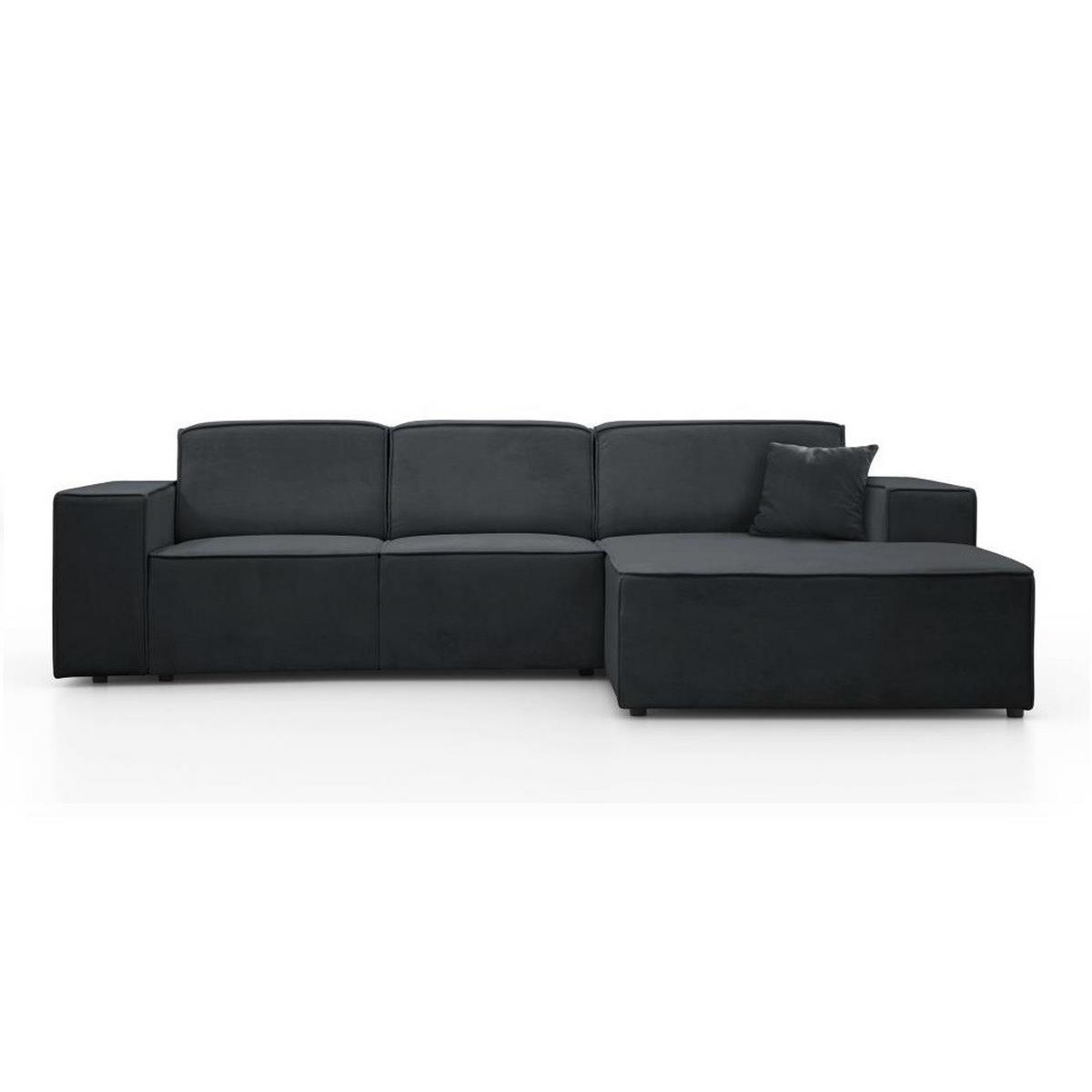 ECKSOFA ohne Schlaffunktion Pedro L dunkelgrau rechts - Dunkelgrau/Schwarz, Kunststoff/Textil (267/170cm) - Beautysofa
