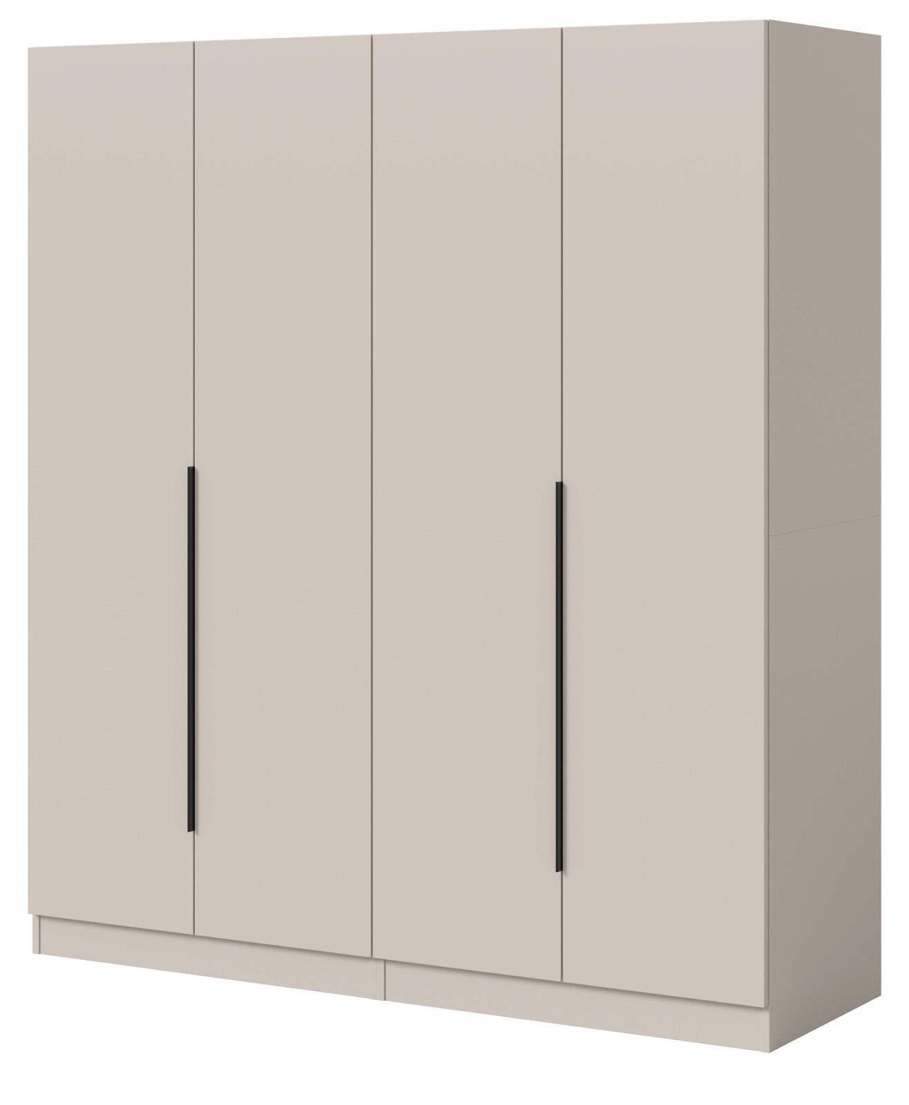 KLEIDERSCHRANK kaschmir 160 x 181 cm, Drehtürenschrank 4-türig mit Einlegeböden - Kaschmir/Schwarz, Holzwerkstoff/Kunststoff (160/181/52cm) - Inn.Furn