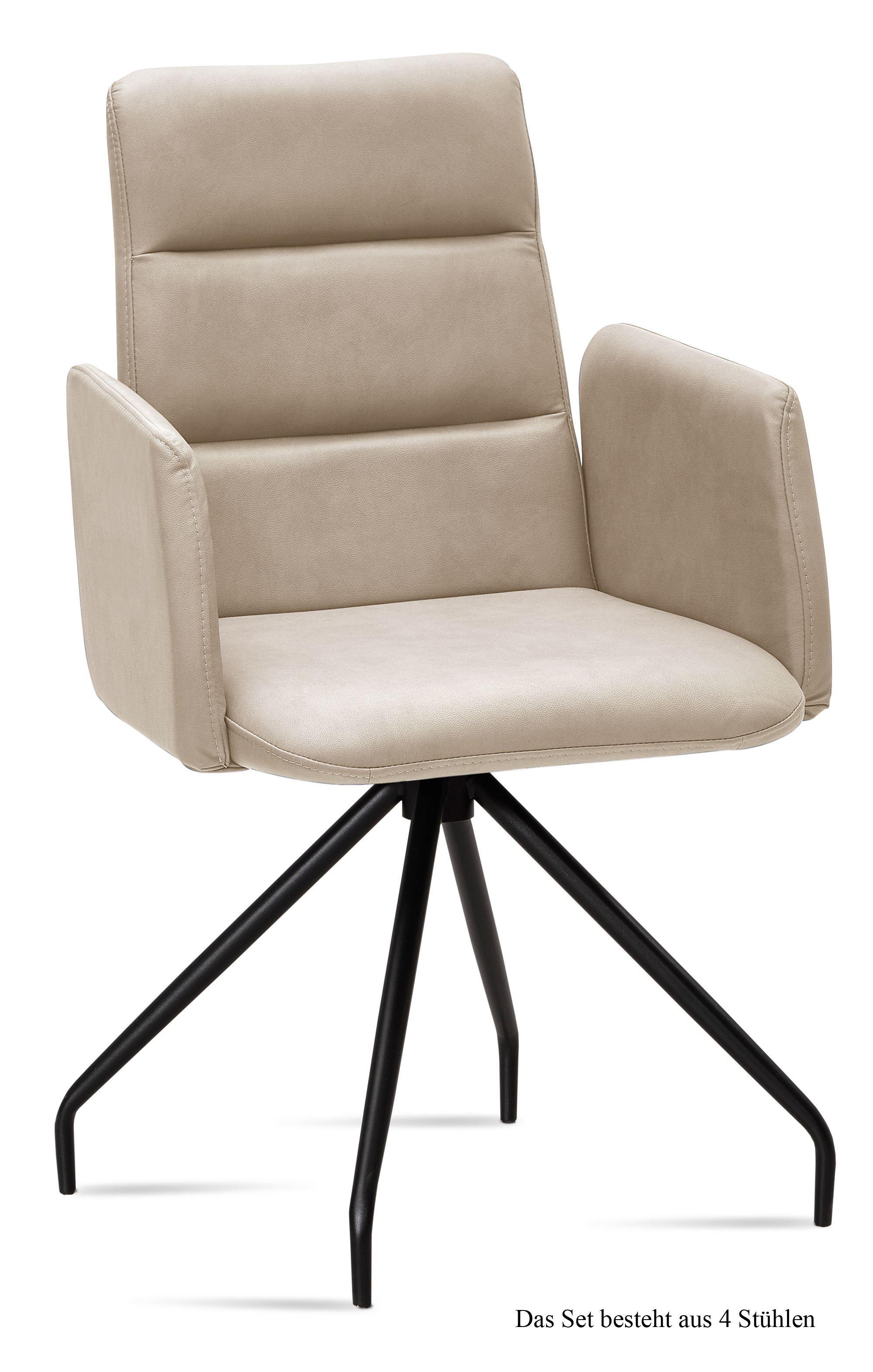 ARMLEHNSTUHL (4er-Set) Devora 52x92x60 Schwarz/Natur - Schwarz/Naturfarben, Kunststoff (60/92/52cm) - 58aufmkessel