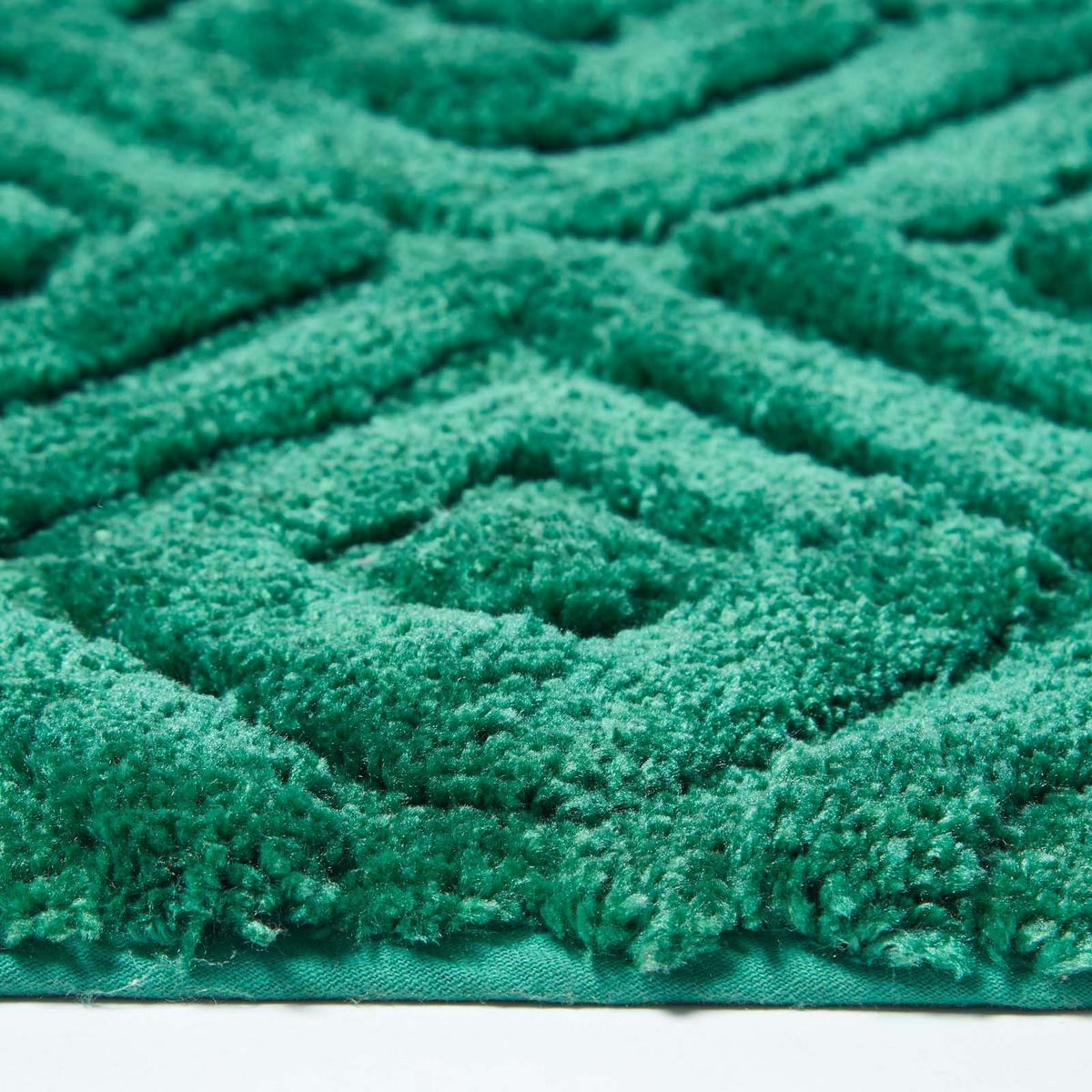 BADEMATTE 50/80 cm Rautenmuster, Hochflor - Grün, Textil (50/80cm) - Homescapes