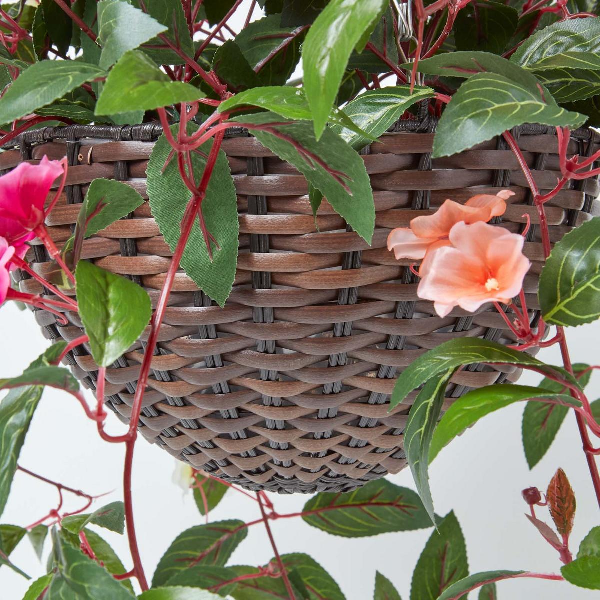 KUNSTBLUME Fleißiges Lieschen in Blumenampel, 85 cm - Multicolor, Kunststoff (85cm) - Homescapes