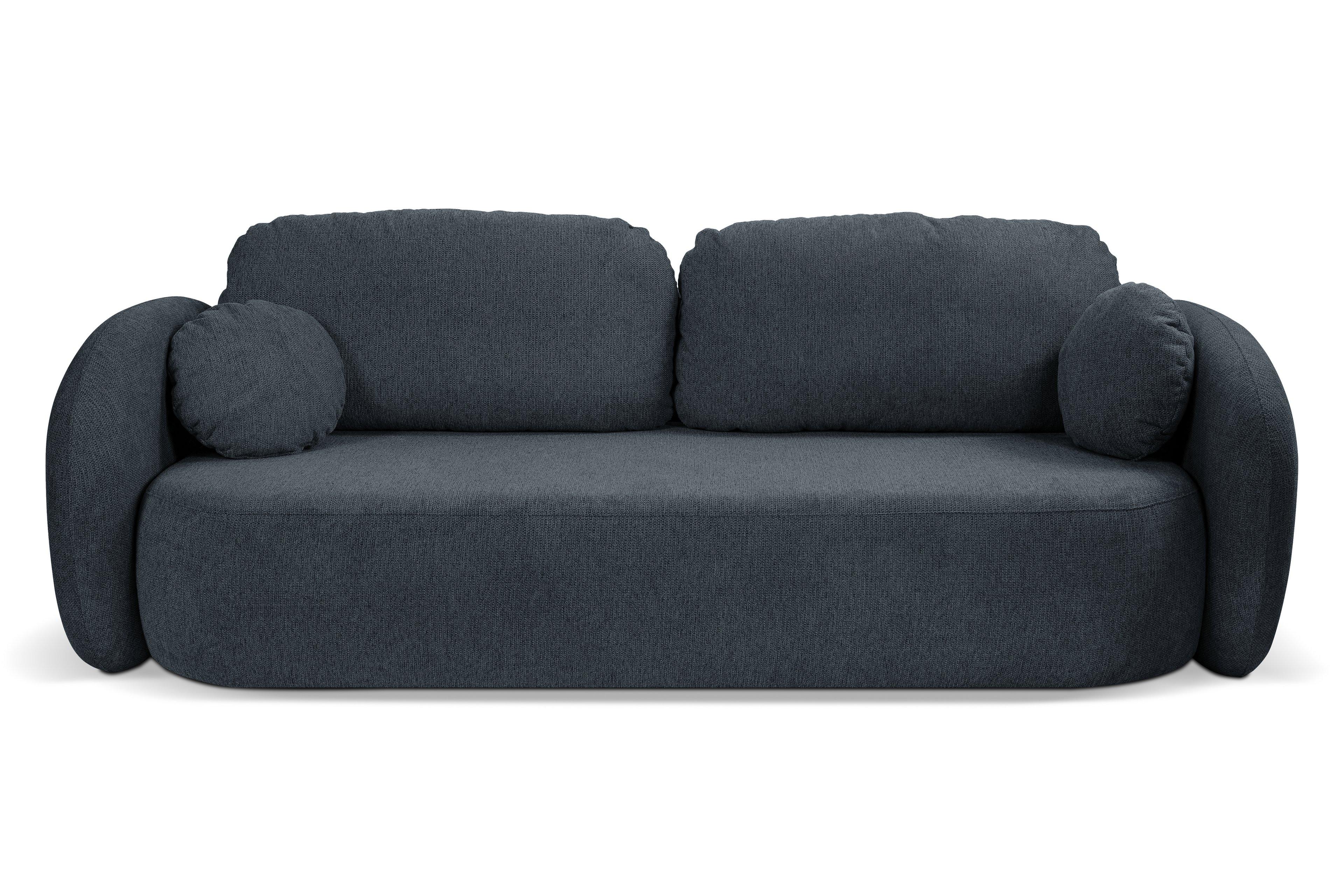 BETTSOFA AMICO Blau Geflochtener Stoff mit Schlaffunktion - Blau, Holz (238/86.5/101cm) - MASSENO