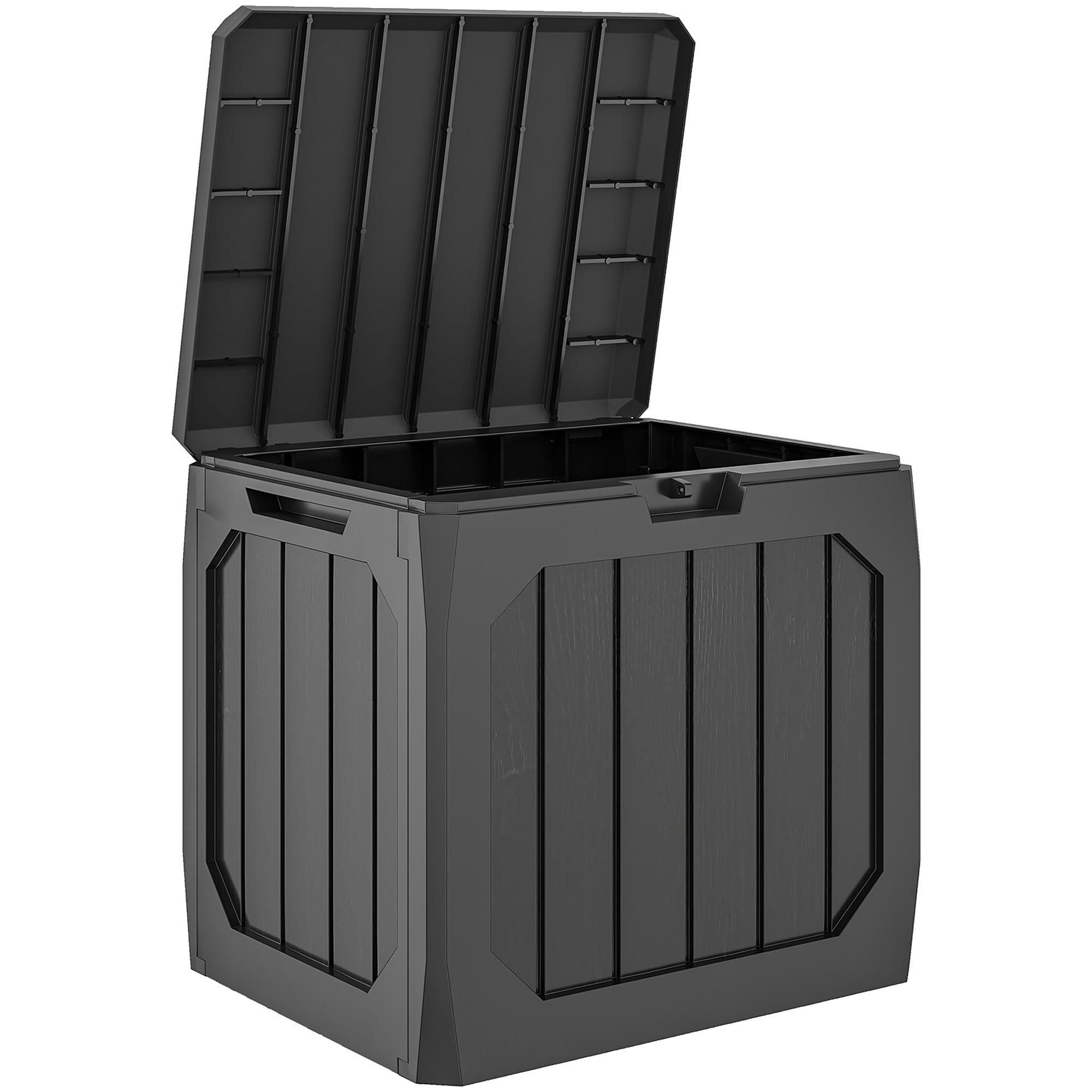 GARTENBOX 121 Liter aus Kunststoff Wasserdicht Kissenbox mit Griffmulden - Schwarz, Kunststoff (45/53/56cm) - Outsunny