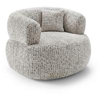 SESSEL Laila, Drehsessel mit runder Form, Beige, Geflecht-Stoff - Beige, Textil (95/75/97cm) - Beautysofa