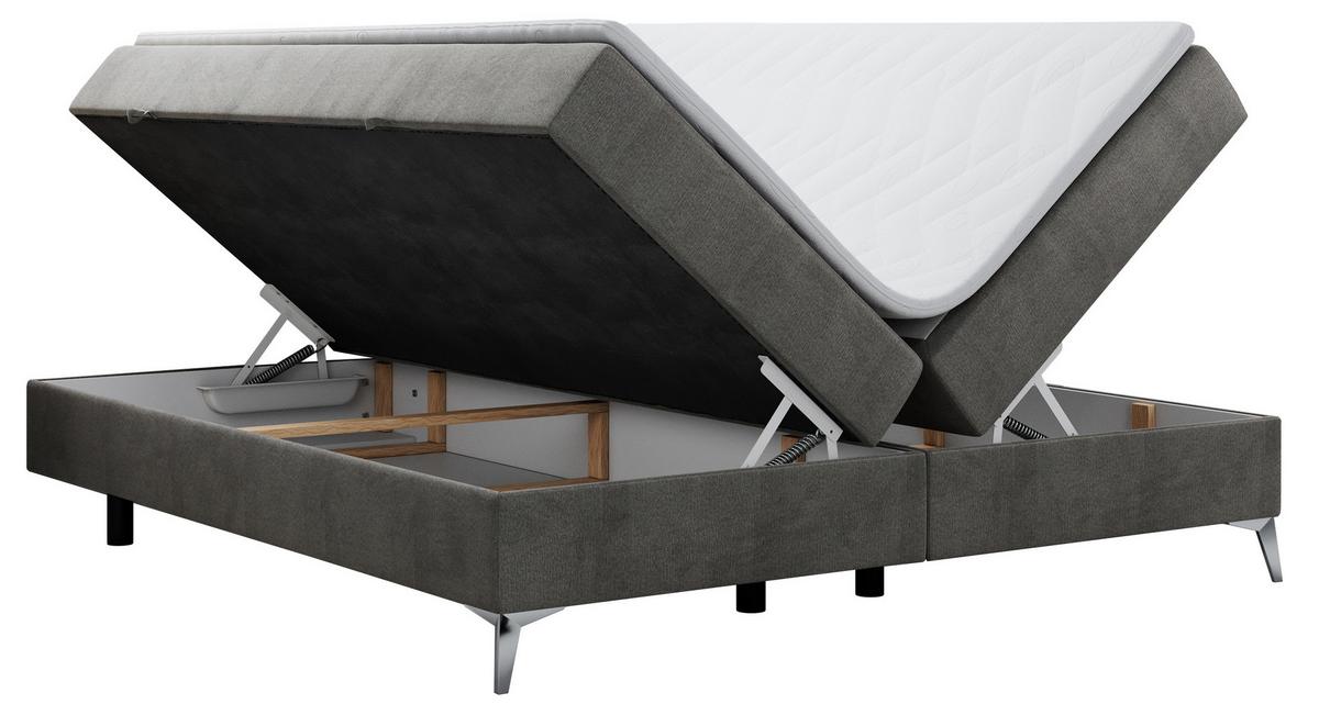 BOXBETT LESS 200/200 Dunkelgrau Velvet - H3 - Dunkelgrau, Holz/Textil (200/200cm) - MKS