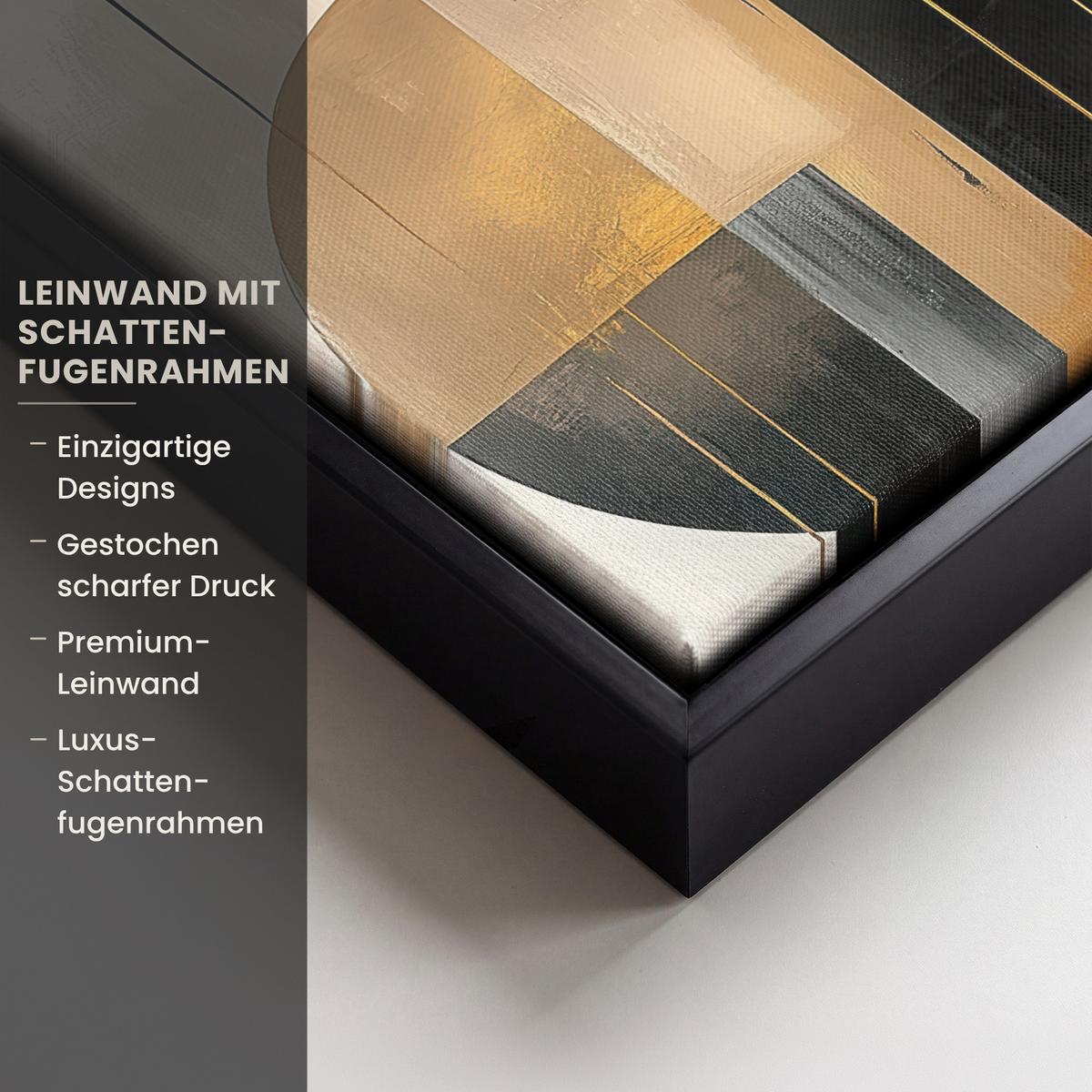 LEINWAND Bilder mit Rahmen - Abstrakt - Gold - Bronze - Grün - Formen - Modern - 20x20 - Multicolor, Textil (20/20cm) - MuchoWow