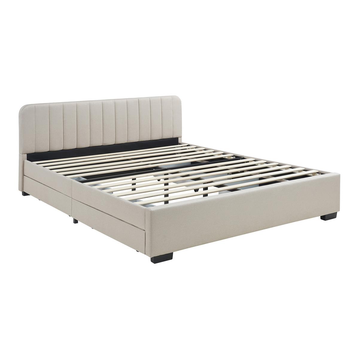 POLSTERBETT Nofrenna - Beige/Schwarz, Holzwerkstoff/Kunststoff (140/200cm) - [en.casa]