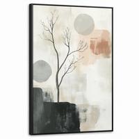 LEINWAND Bilder mit Rahmen - Wabi sabi - Beige - Pflanze - 60x90 - Sandfarben, Textil (60/90cm) - MuchoWow